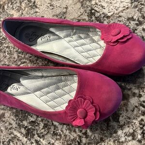Tony Klen Pink Suede Flats with Floral Accent Size 8.5